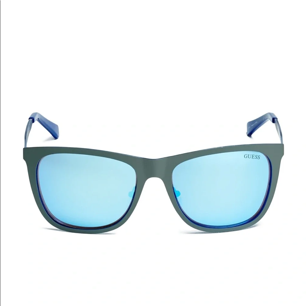 GUESS AARON MENS SUNGLASSES BLUE MIRROR PRE-OWNED